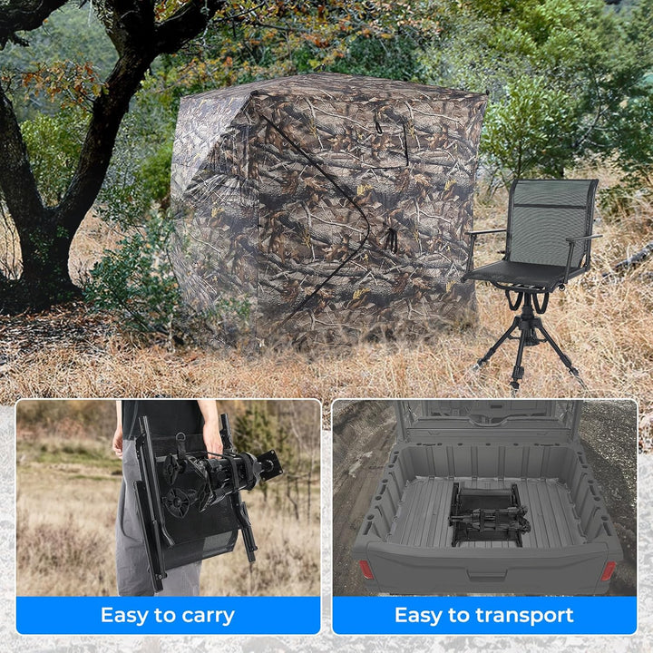 Hunting Fishing Chair 360° Adjustable Silent Swivel Folding