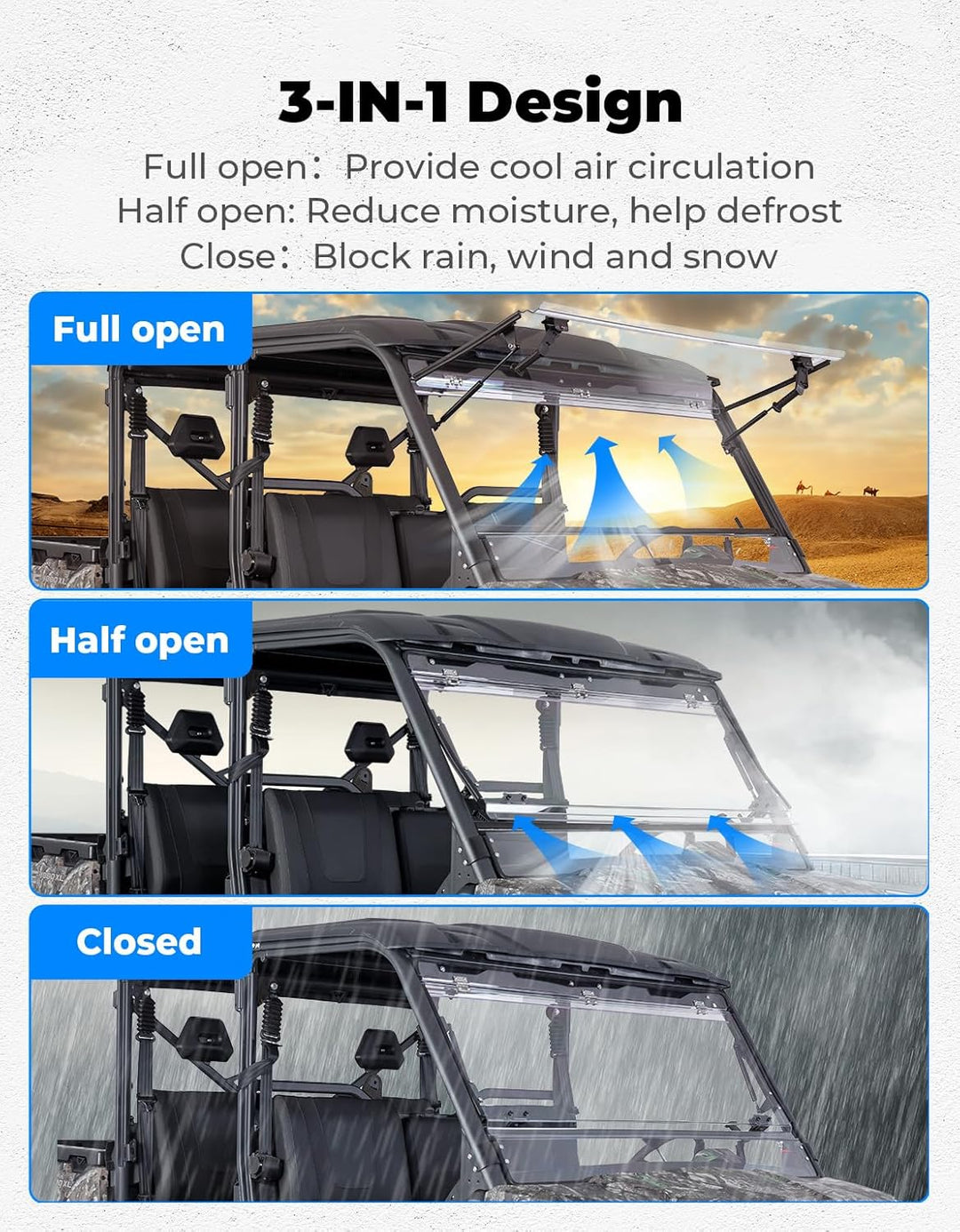 2-IN-1 Flip Windshield for CFMOTO UForce 1000 / 1000XL
