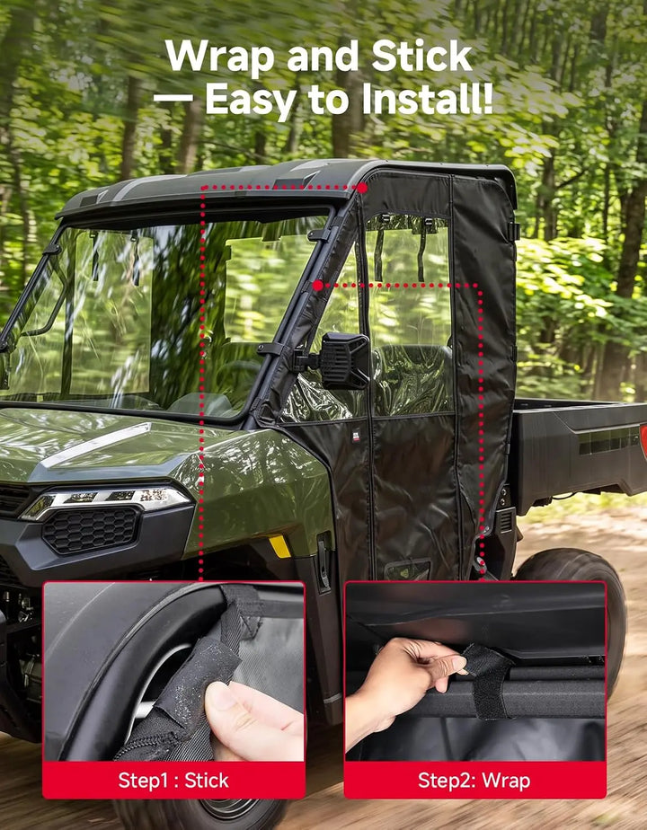 UTV Soft Doors for Polaris Ranger 500 2026, 2-Door Set