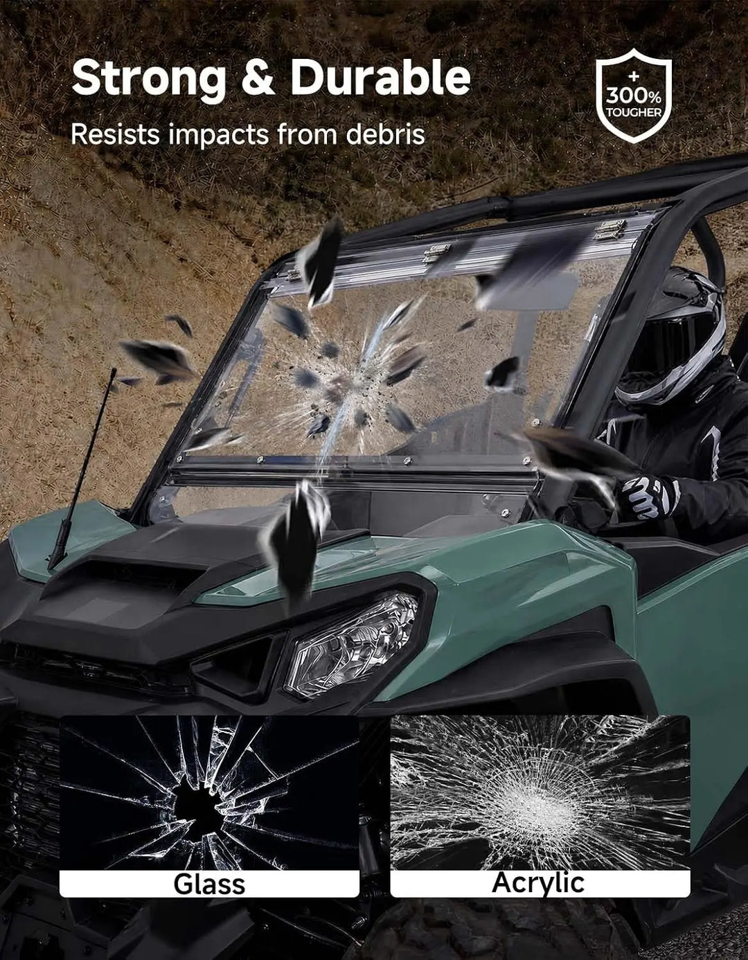 3-in-1 Flip Windshield Compatible with 2021-2026 Can-Am Commander