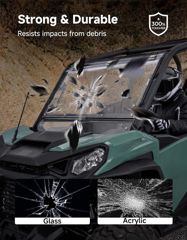 3-in-1 Flip Windshield Compatible with 2021-2026 Can-Am Commander