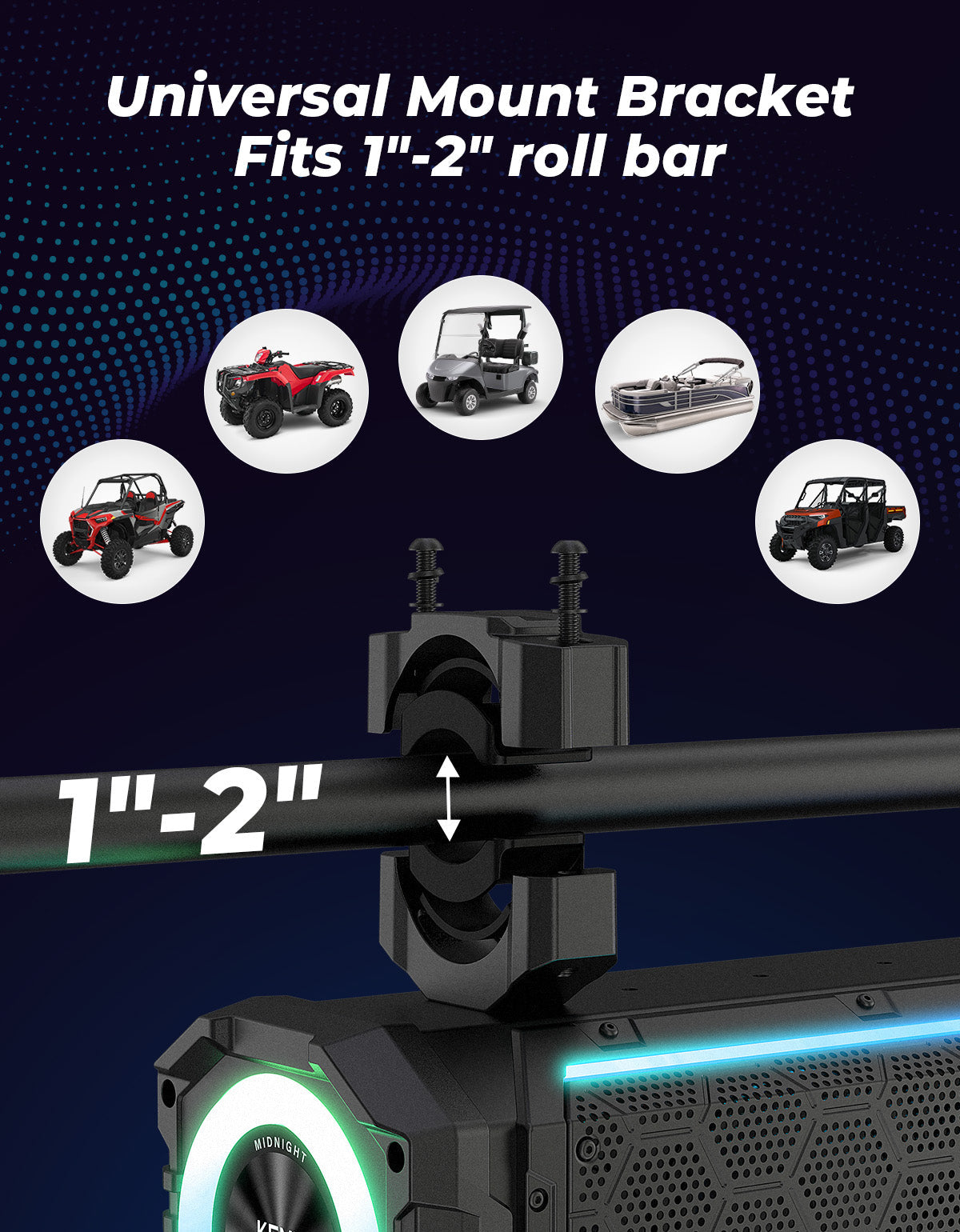 Midnight 70 Gen2 Soundbar fits most UTV