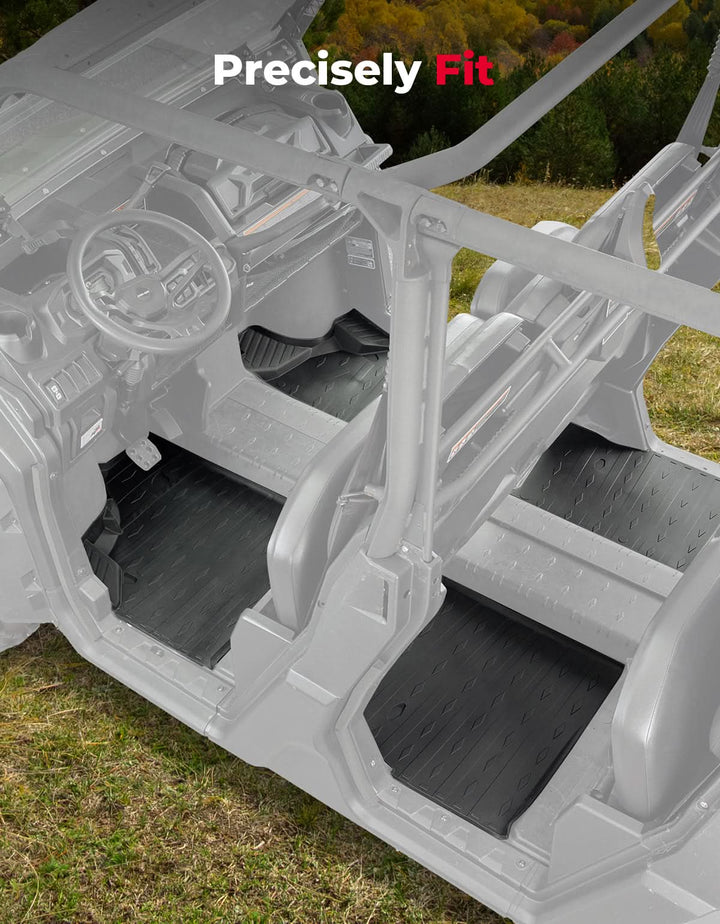 4PCS Floor Mats for Can-Am Defender MAX 2020–2025 All-Weather Rubber - Kemimoto