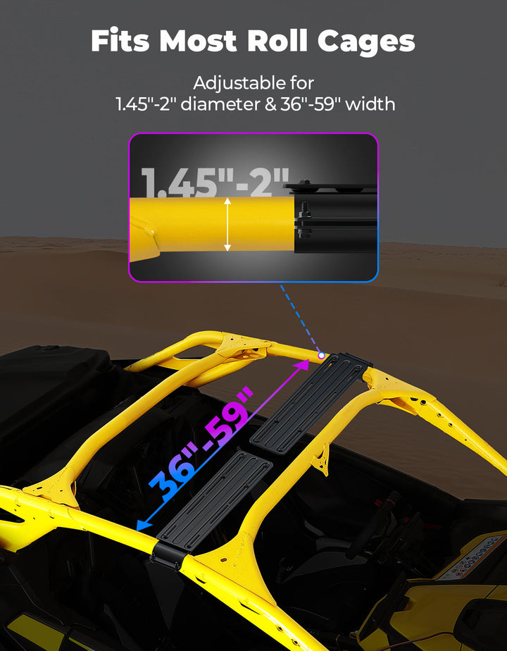 Midnight 90 Roof 34 Inch Soundbar For Can-Am Polaris UTV Bluetooth Speaker Fits 1.45–2" Roll Cages - Kemimoto