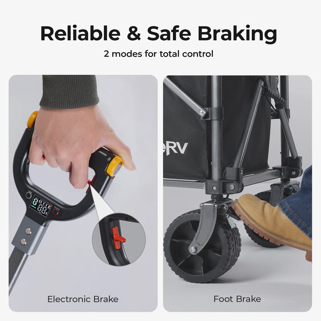 BougeRV Electric Foldable Utility Camping Wagon with Power Bank