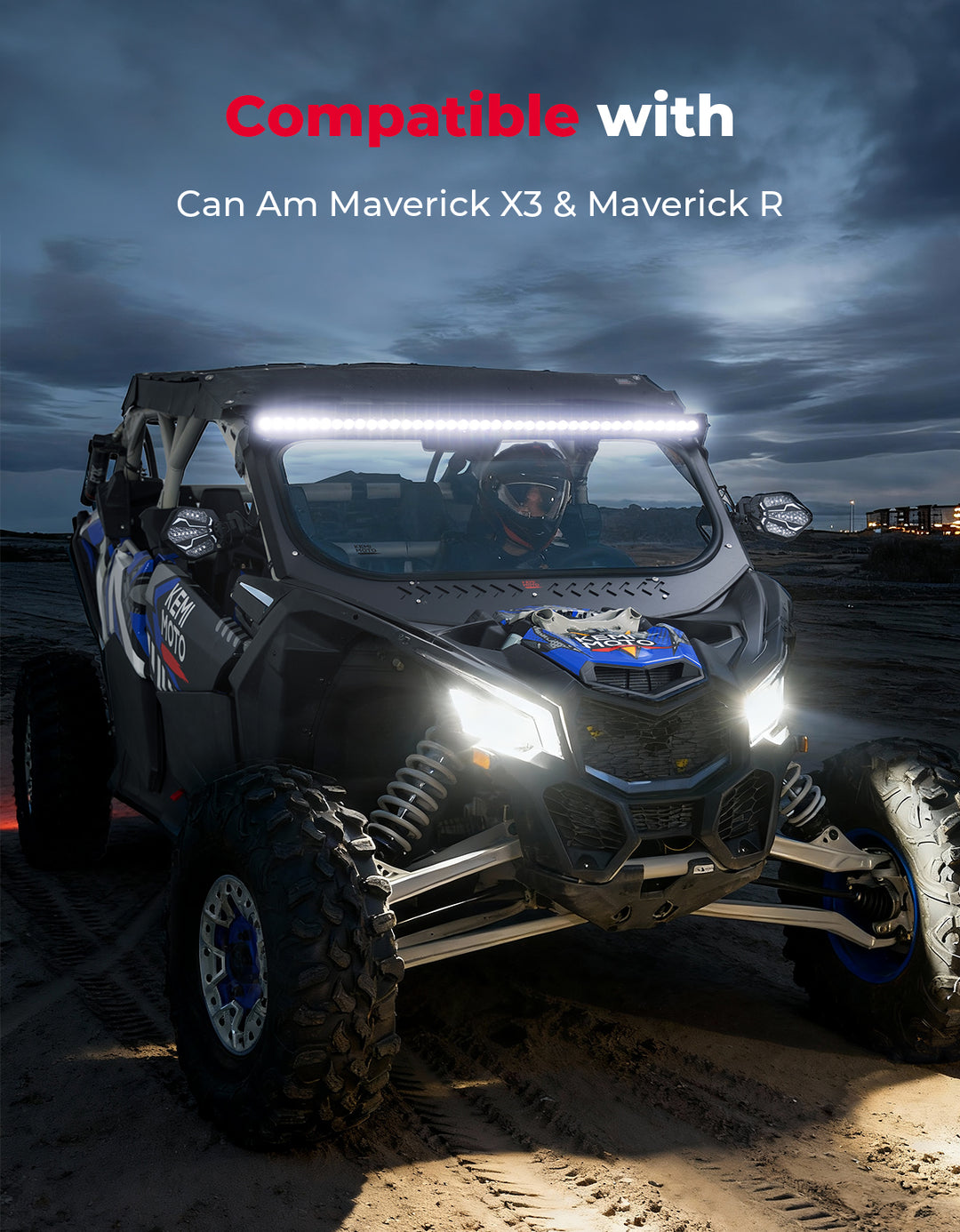 50" 390W RGB LED Light Bar for Can-Am Maverick X3 X3 Max R (2017–2026)