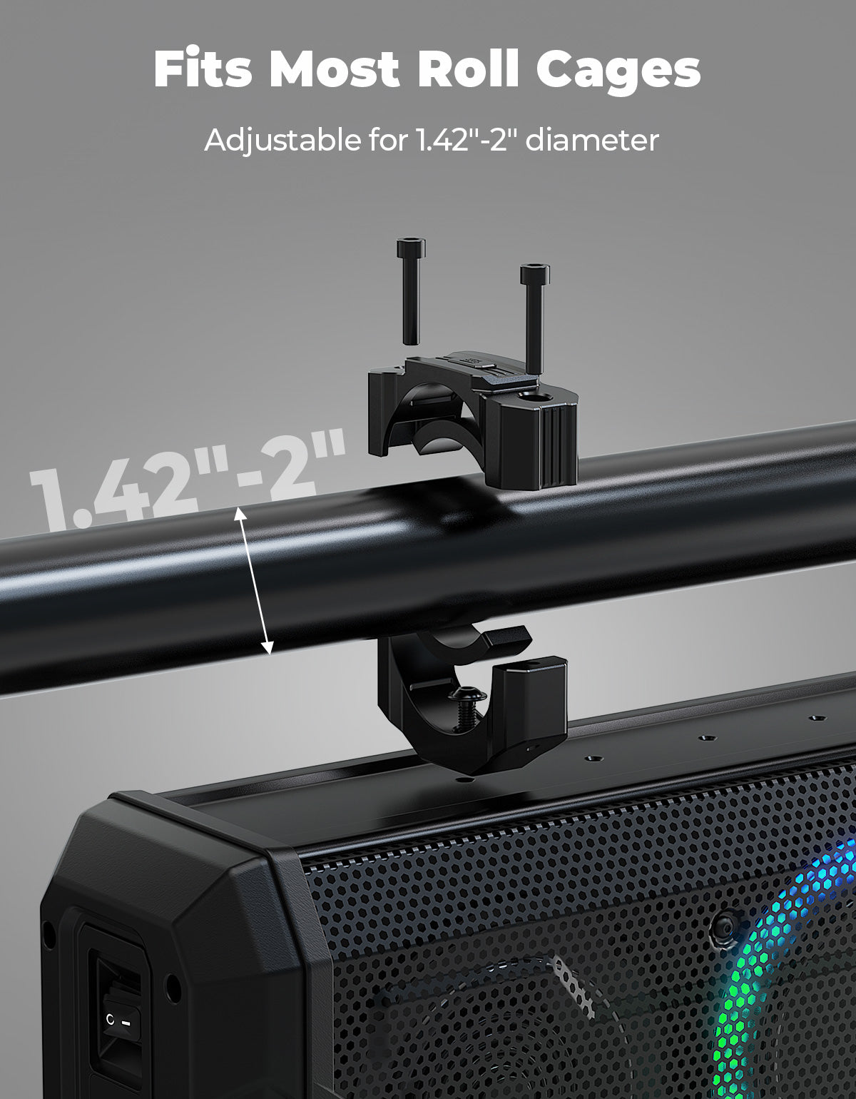 Midnight 90 Roof Soundbar For Can-am Polaris UTV Bluetooth 10 Speakers RGB Lights IP66 Waterproof Dustproof - Kemimoto