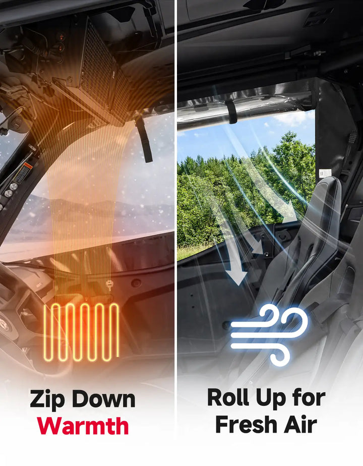 KEMIMOTO Soft Upper Doors for Can-Am Commander with YKK Zippers