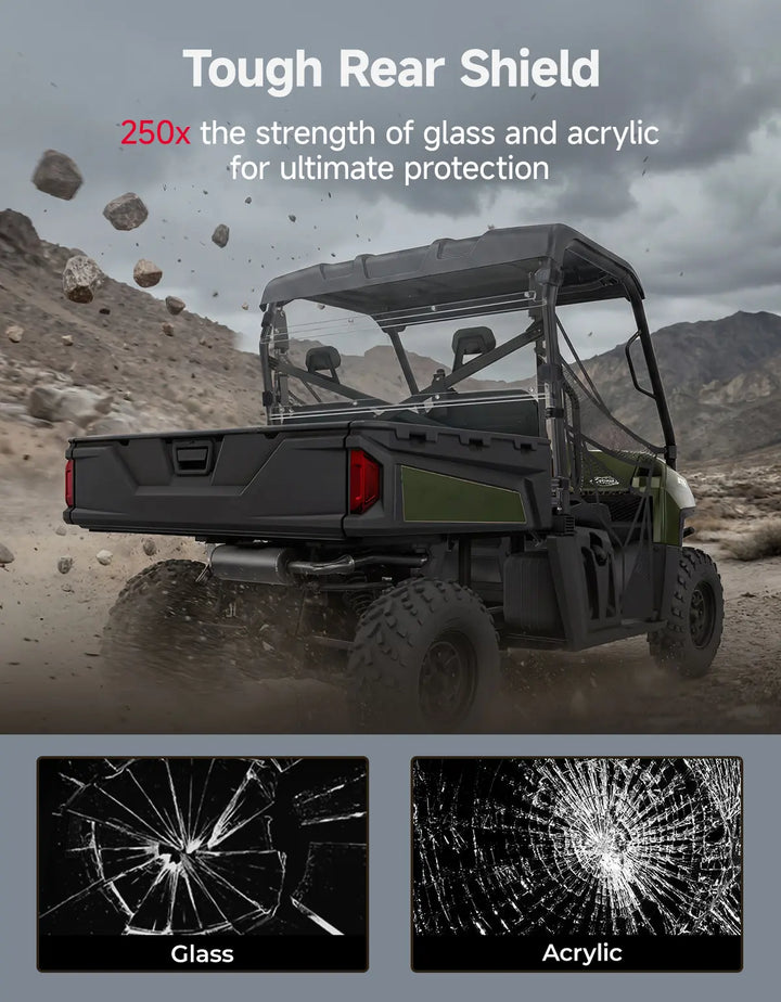 Hard-Coated Scratch-Resistant Rear Windshield for Polaris Ranger 570 Full Size / 800 / 800 XP / Crew2012-2025
