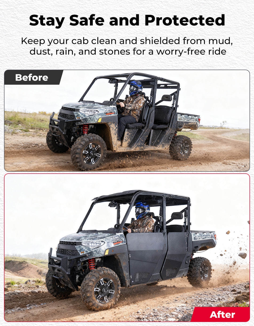 Aluminum Half Doors for Polaris Ranger Crew XP 1000 (2019-2026)
