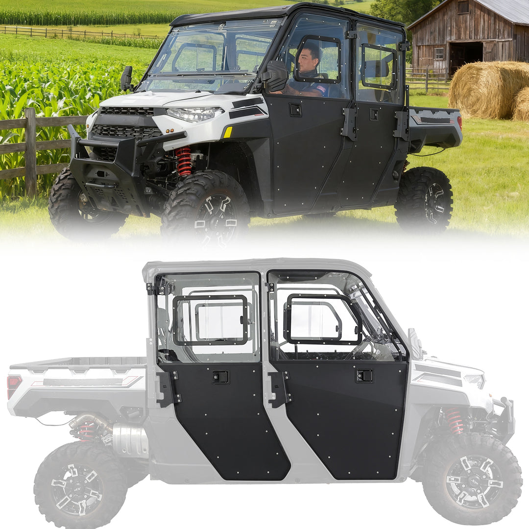 2-in-1 Convertible UTV Doors with Vented Window for Polaris Ranger Crew XP 1000