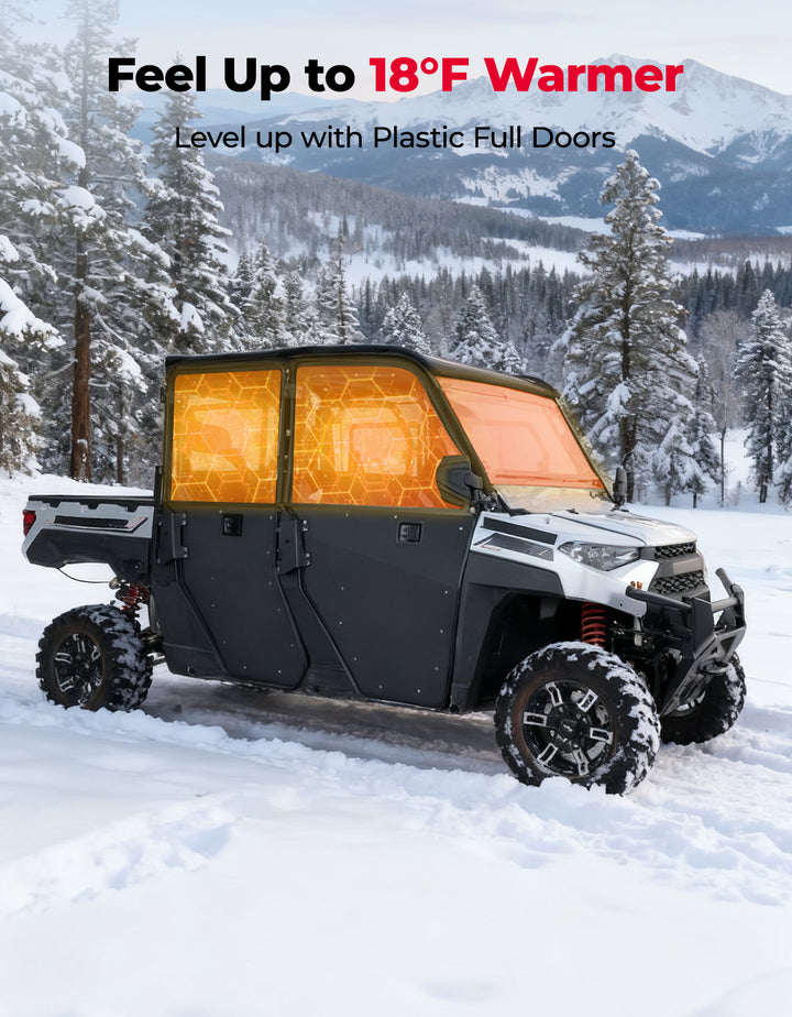 2-in-1 Convertible UTV Doors with Vented Window for Polaris Ranger Crew XP 1000