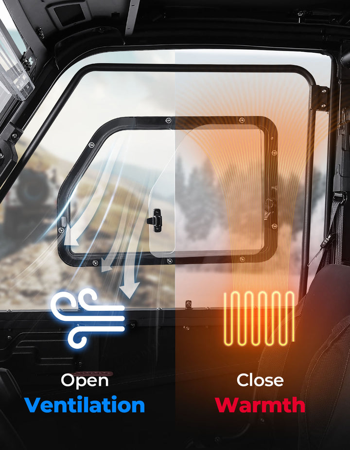 2-in-1 Convertible UTV Doors with Vented Window for Polaris Ranger Crew XP 1000