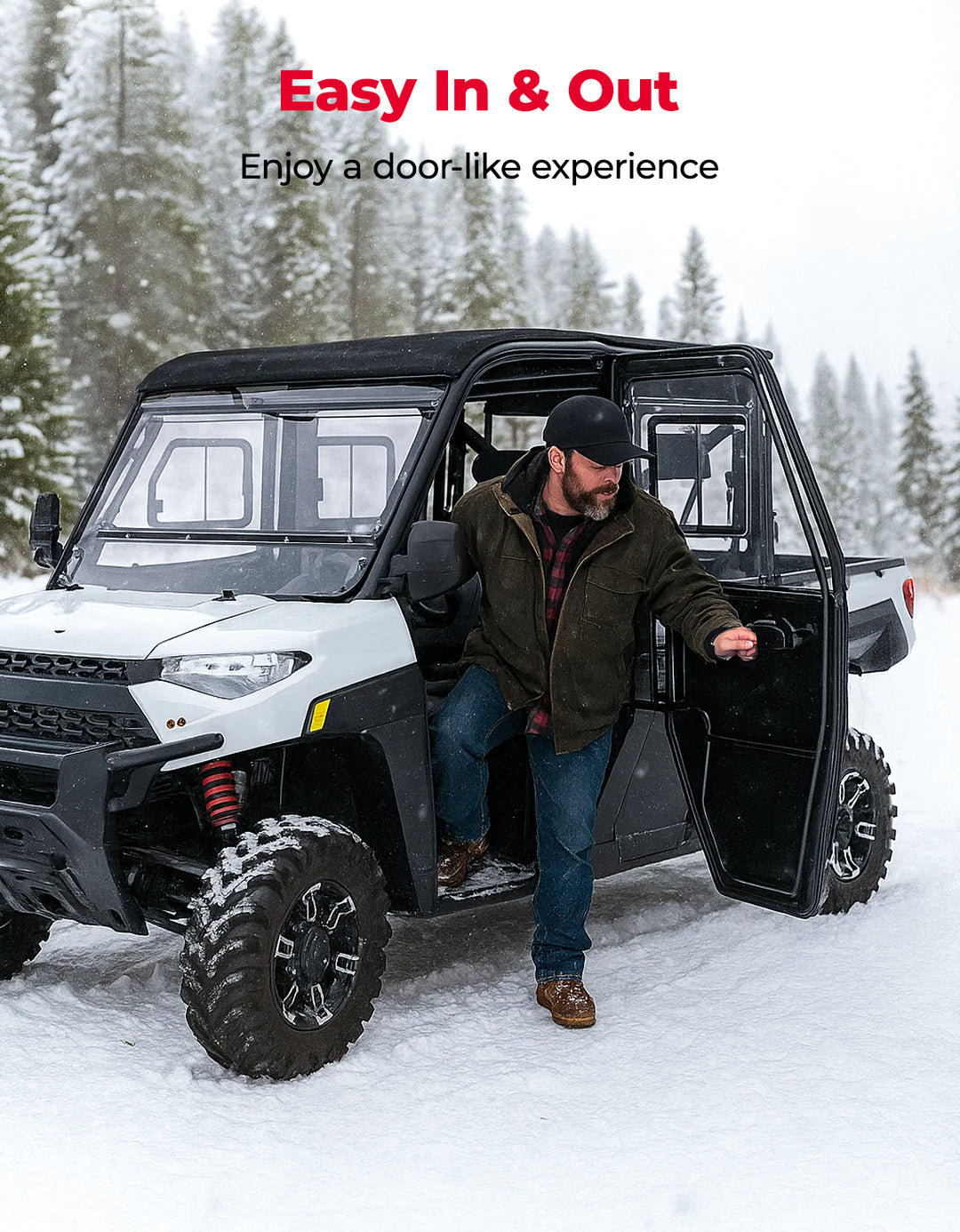 2-in-1 Convertible UTV Doors with Vented Window for Polaris Ranger Crew XP 1000