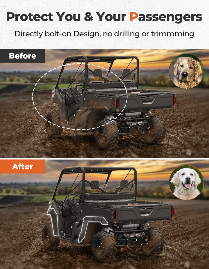 Front and Rear Extended Mud Guards for Can Am Defender