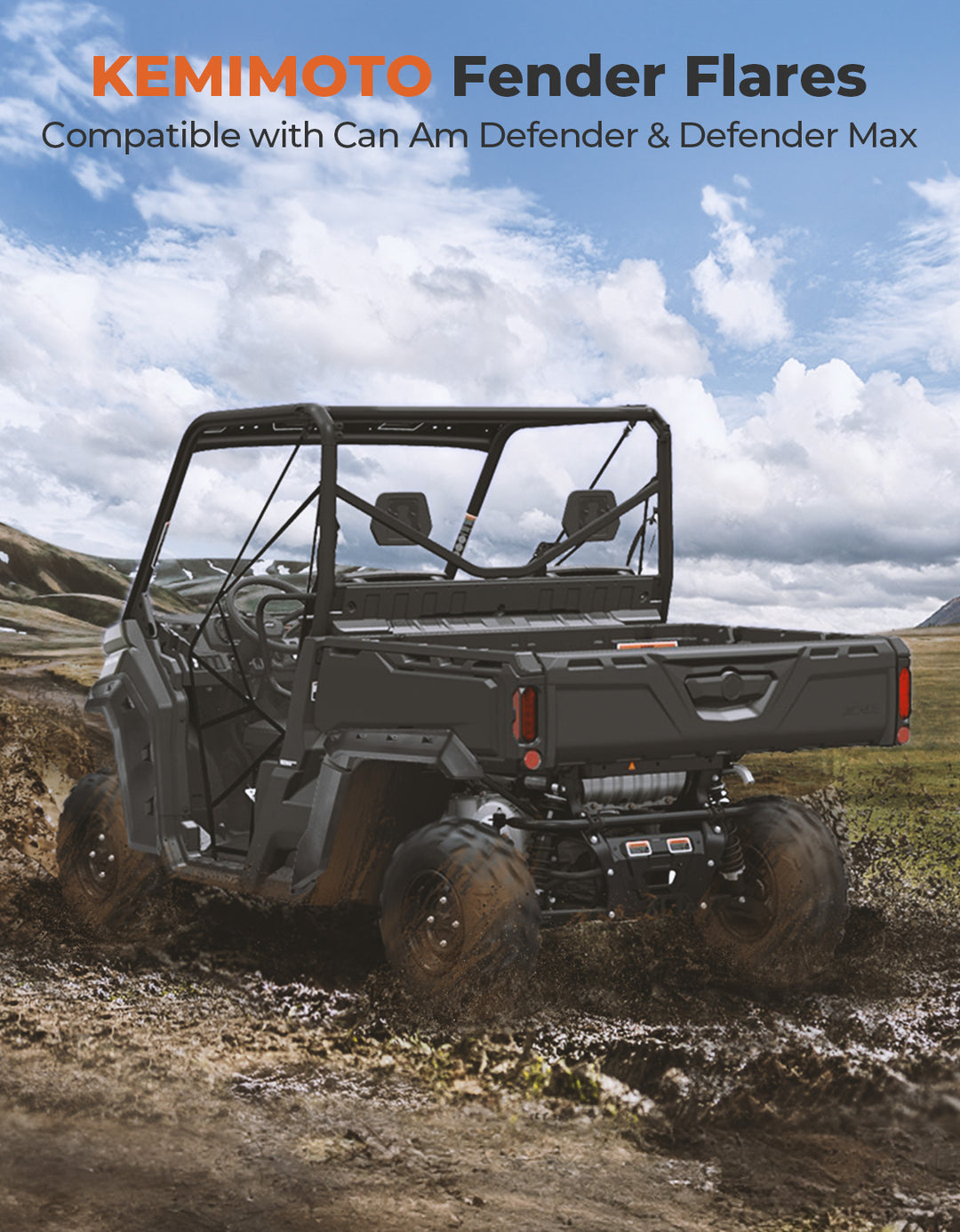 Front and Rear Extended Mud Guards for Can Am Defender