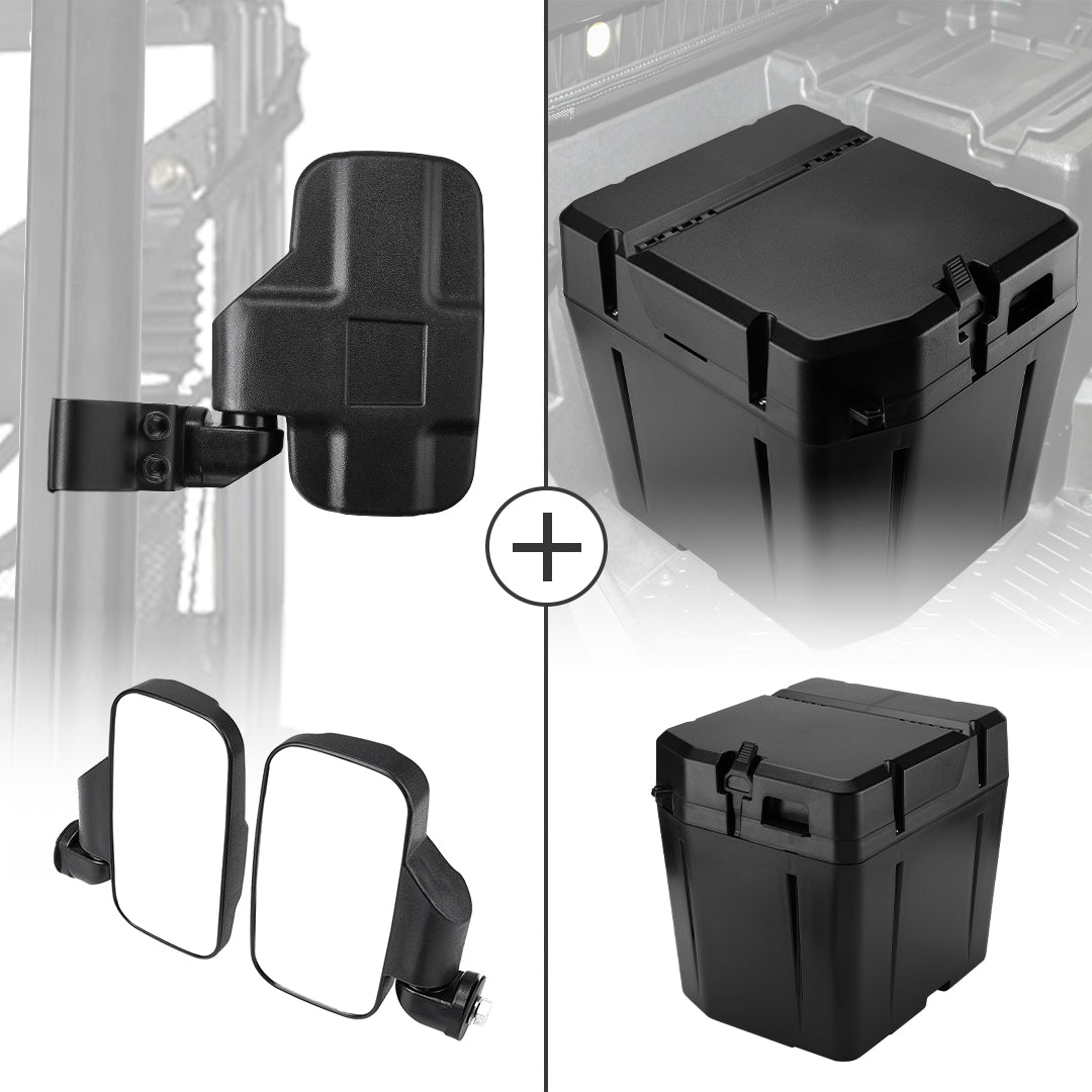 Adjustable Break Away Side Mirrors & Under Seat Storage Box Fit Polaris ...