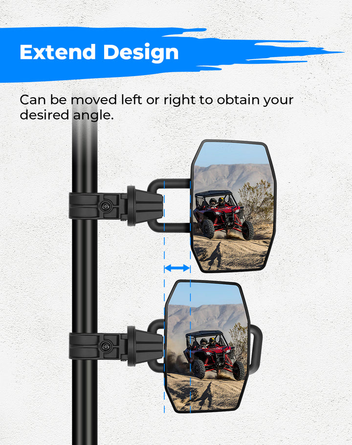 UTV Side View Mirrors 1.75" - 2.0" Roll Bar