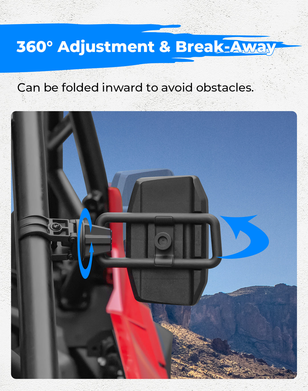UTV Side View Mirrors 1.75" - 2.0" Roll Bar