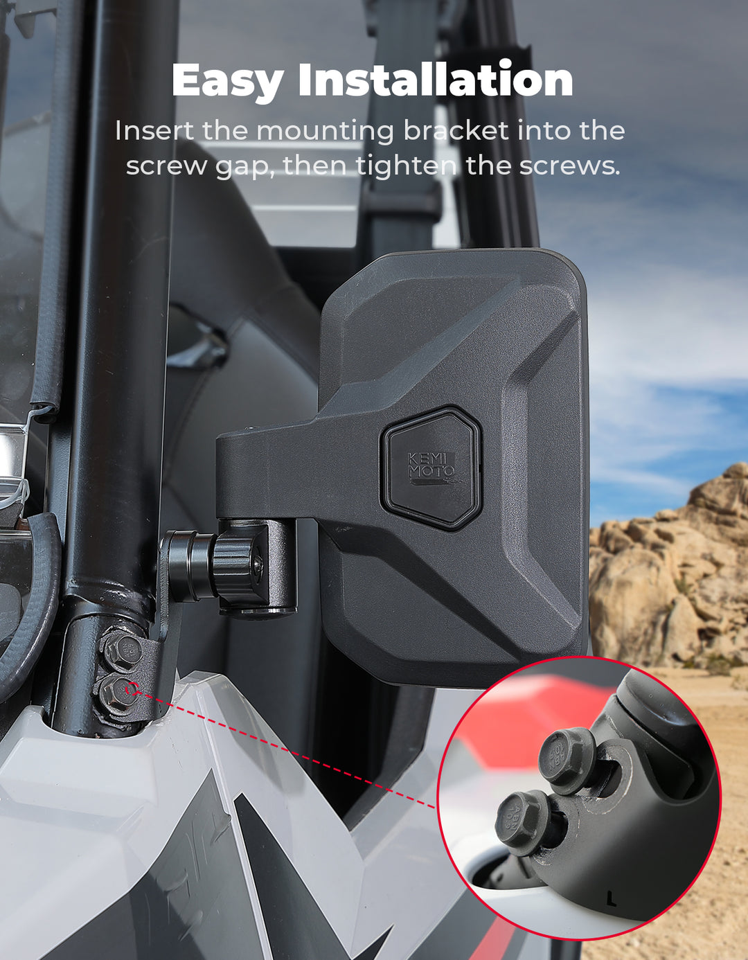 Side Mirrors with Spring Back Feature for Polaris General 1000 / XP 1000 / 4 1000 (2016–2026)