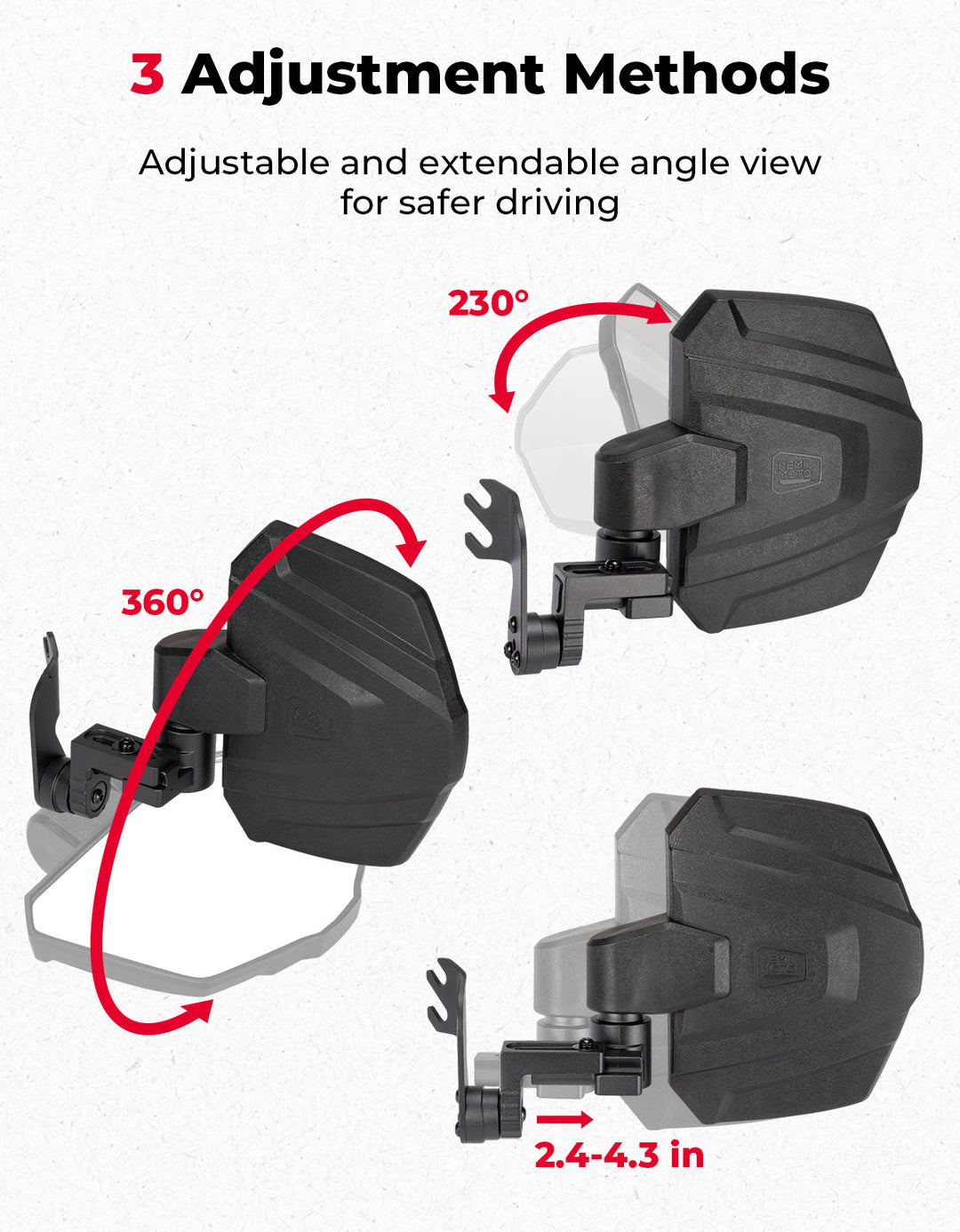 UTV Large Side Mirrors for Polaris General 1000/ XP 1000/4 1000/ XP 4 1000 2016-2025