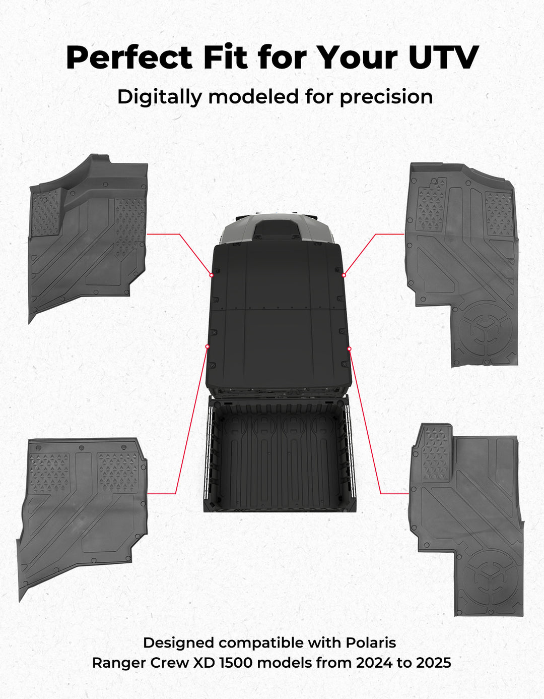 4pcs TPE Floor Mats Anti-Slip Mats for Ranger CREW XD 1500 2024+