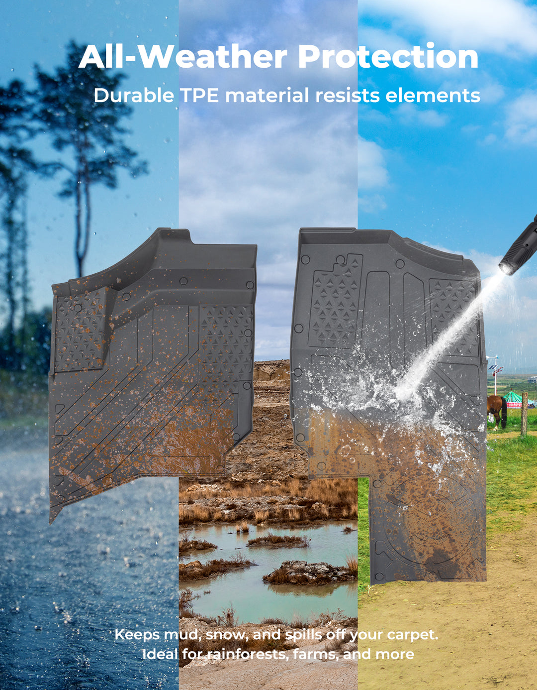 4pcs TPE Floor Mats Anti-Slip Mats for Ranger CREW XD 1500 2024+