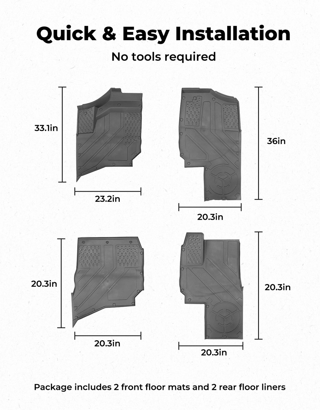 4pcs TPE Floor Mats Anti-Slip Mats for Ranger CREW XD 1500 2024+