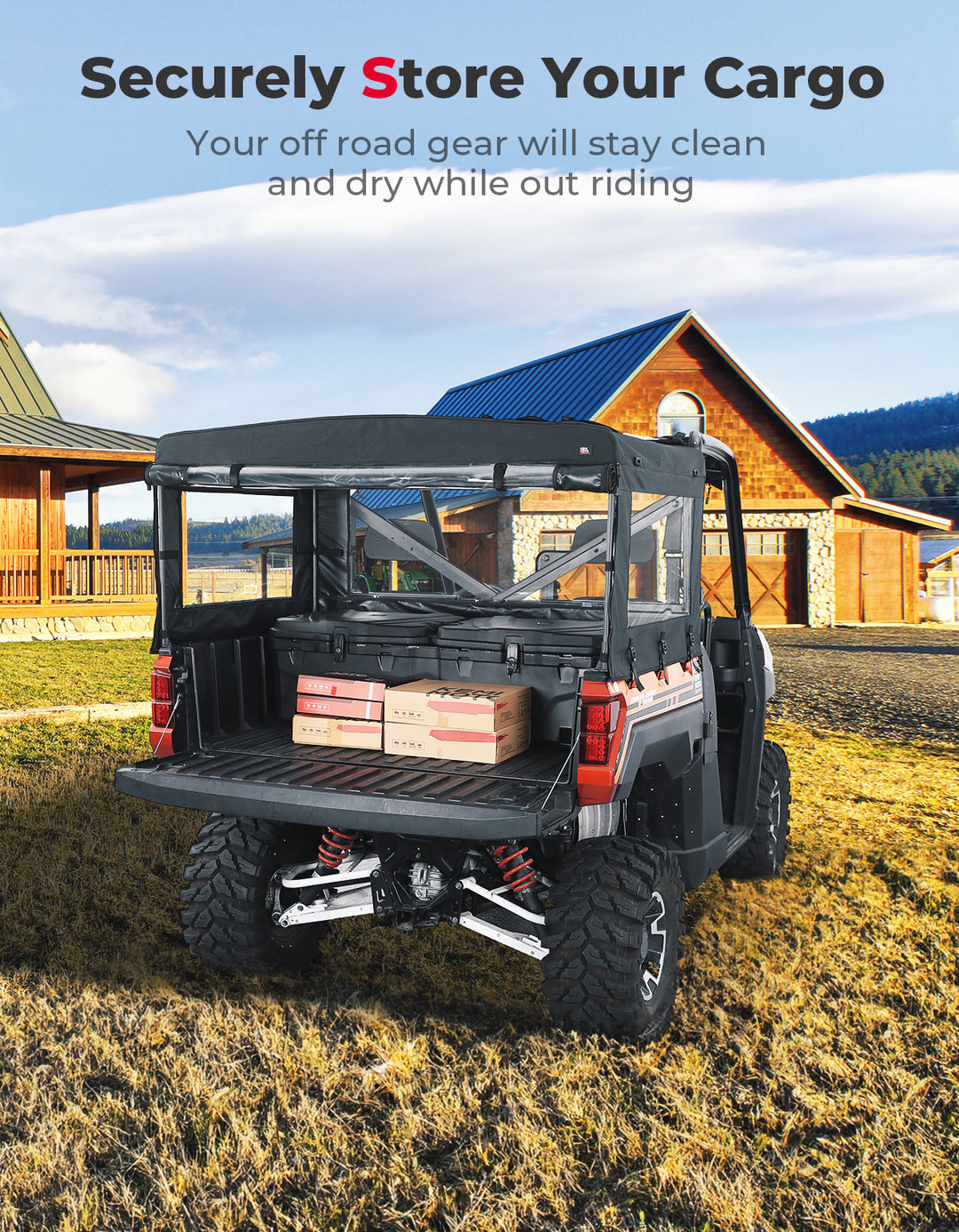 UTV Soft Cargo Camper Bed Cover Rack for Polaris Ranger 570 Full-size/XP 900/1000 / XP 1000 / Crew