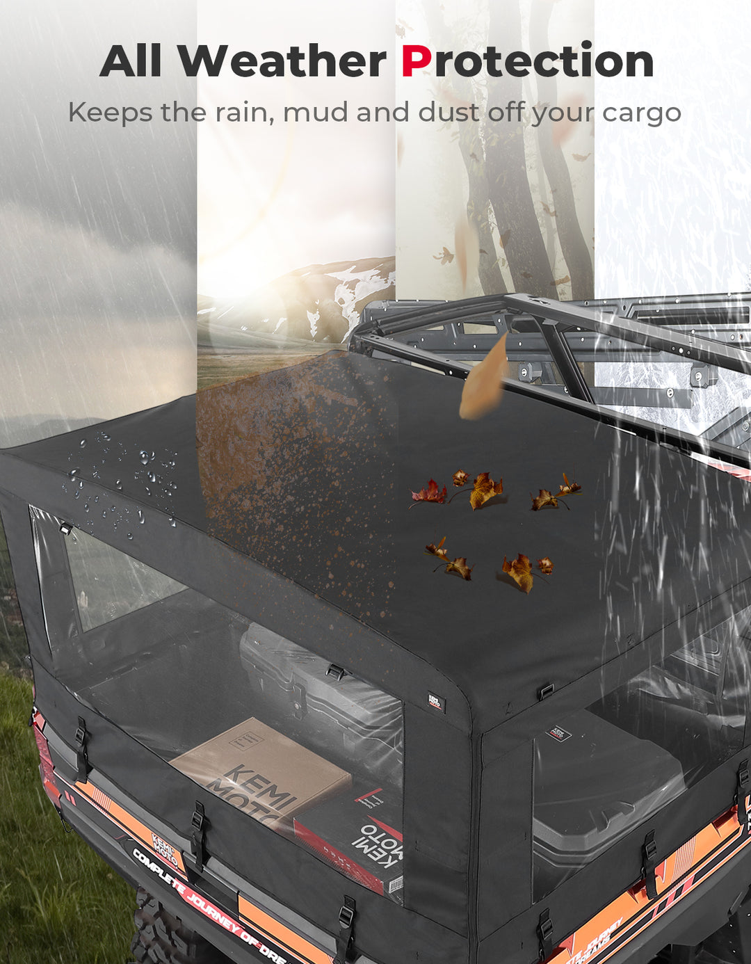 UTV Soft Cargo Camper Bed Cover Rack for Polaris Ranger 570 Full-size/XP 900/1000 / XP 1000 / Crew