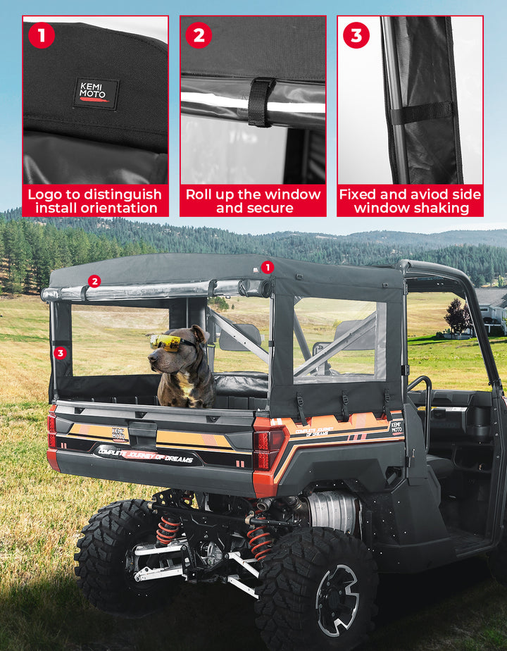 UTV Soft Cargo Camper Bed Cover Rack for Polaris Ranger 570 Full-size/XP 900/1000 / XP 1000 / Crew