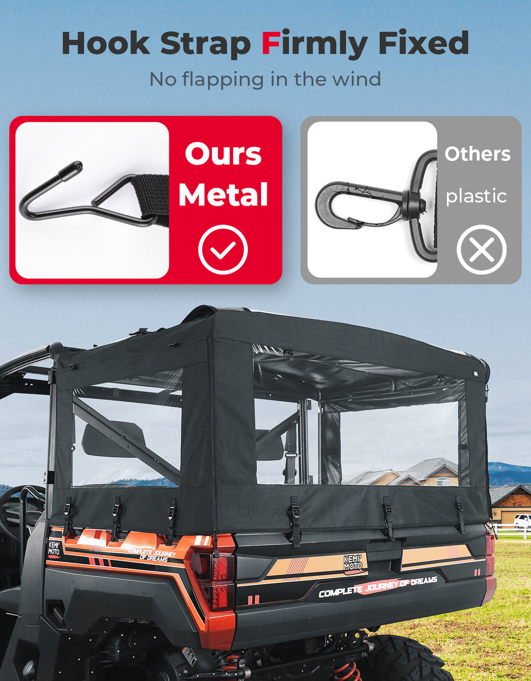 UTV Soft Cargo Camper Bed Cover Rack for Polaris Ranger 570 Full-size/XP 900/1000 / XP 1000 / Crew