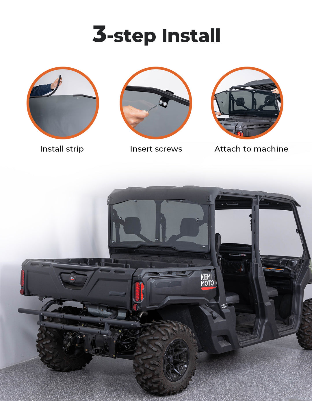 Rear Tinted Windshield for Can-Am Defender HD5/8 /10/MAX