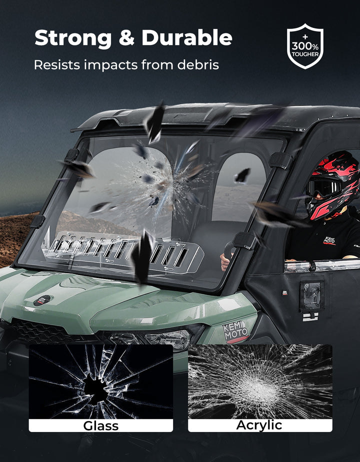 Front Vented Full Windshield For Can-Am Defender HD 5/ 8 / 10 / MAX