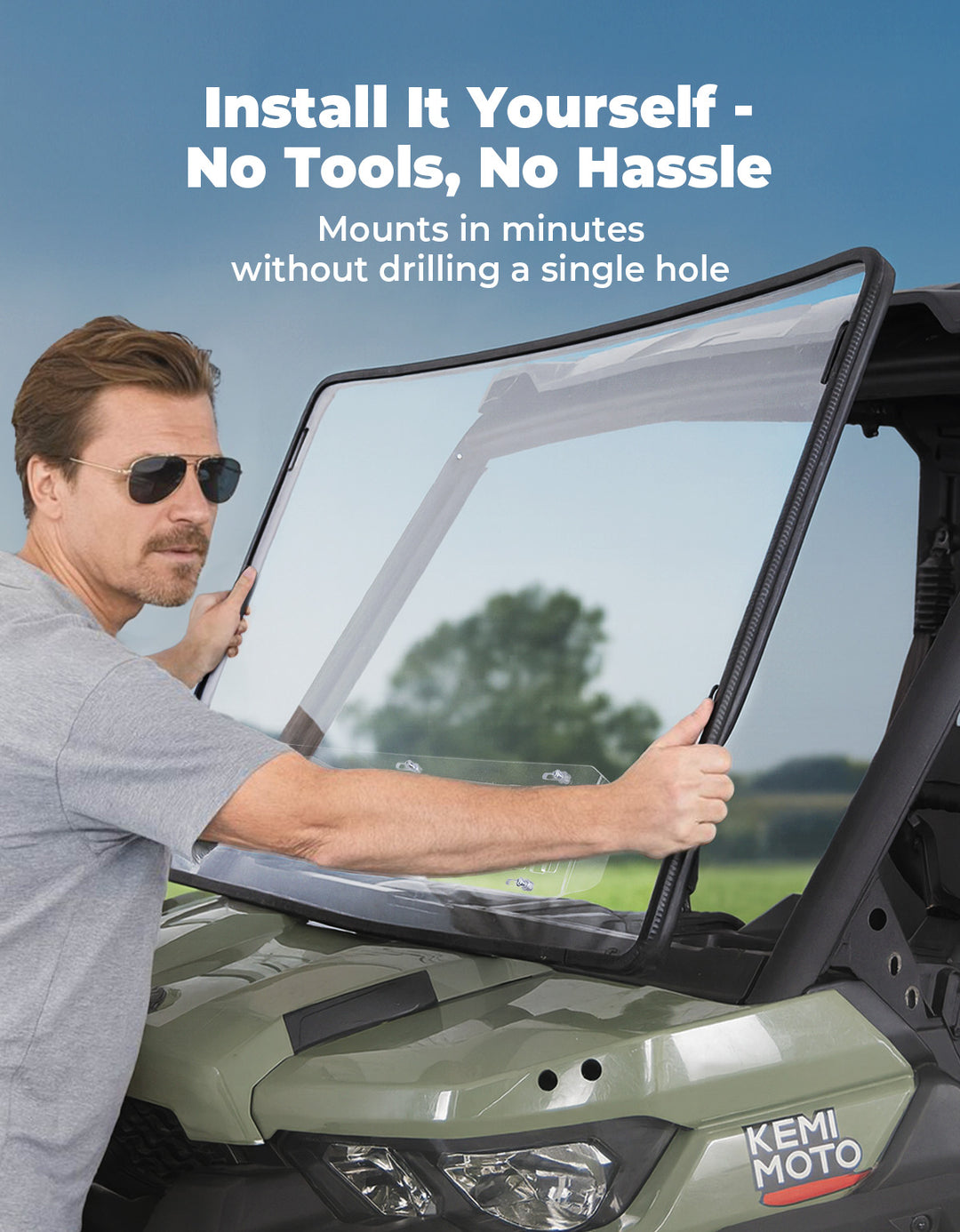 Front Vented Full Windshield For Can-Am Defender HD 5/ 8 / 10 / MAX