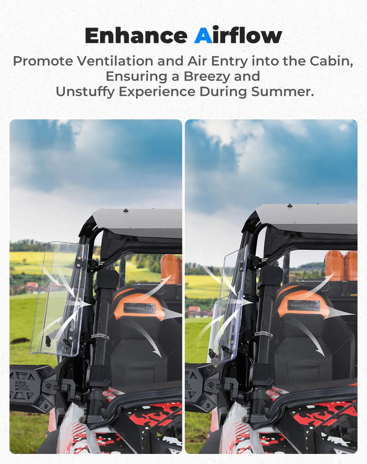2PCS UTV Side Wind Deflectors for Can-Am / Polaris fit 1.5-2.2 inch Roll Bar