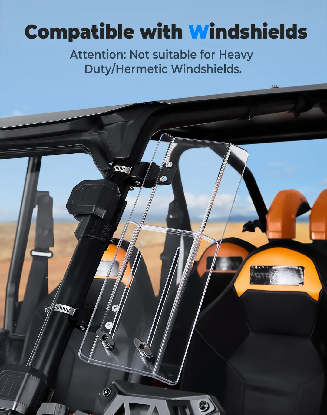 2PCS UTV Side Wind Deflectors for Can-Am / Polaris fit 1.5-2.2 inch Roll Bar