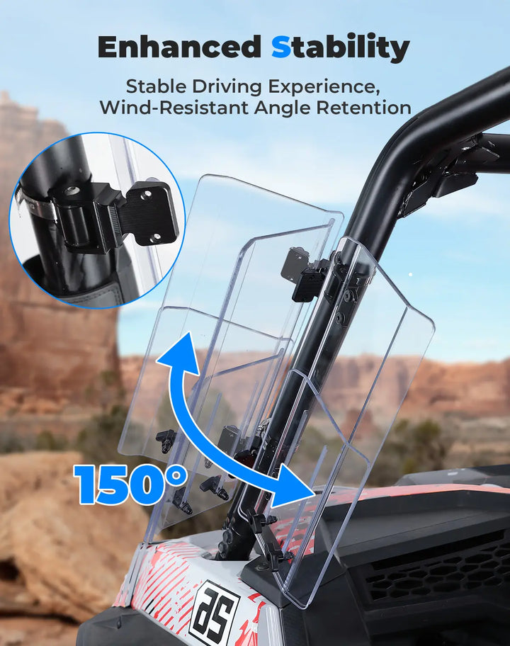 2PCS UTV Side Wind Deflectors for Can-Am / Polaris fit 1.5-2.2 inch Roll Bar