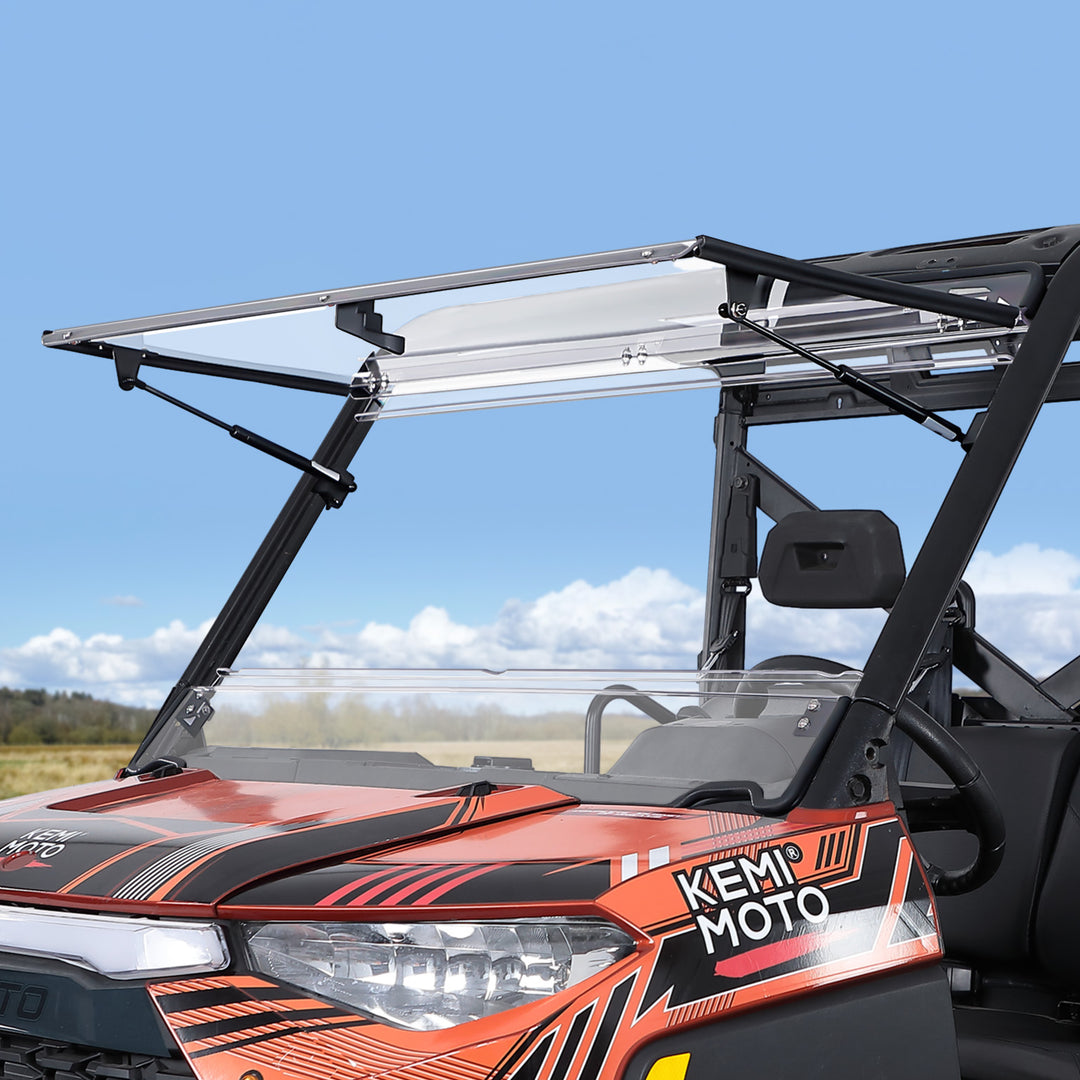 2-IN-1 Flip Windshield & Rear View Mirror for Polaris Ranger XP