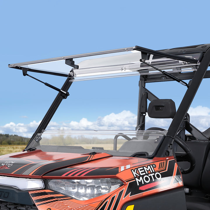 2-IN-1 Flip Windshield & Rear View Mirror for Polaris Ranger XP