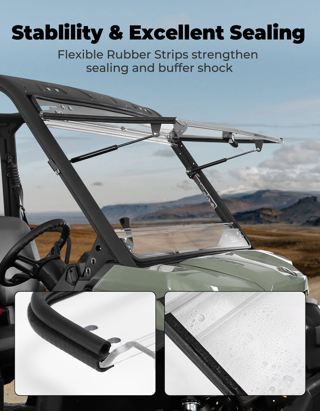 2-in-1 Flip Windshield 1/5" Thick Polycarbonate for Can-Am Defender HD5/8/10