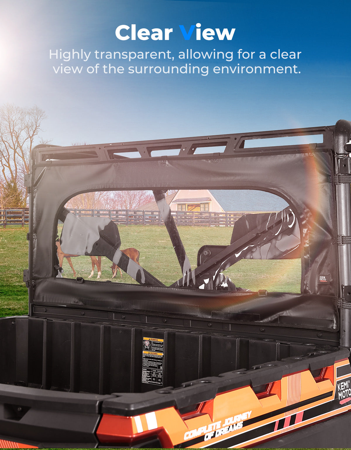 Rear Window Windshield for Polaris Ranger