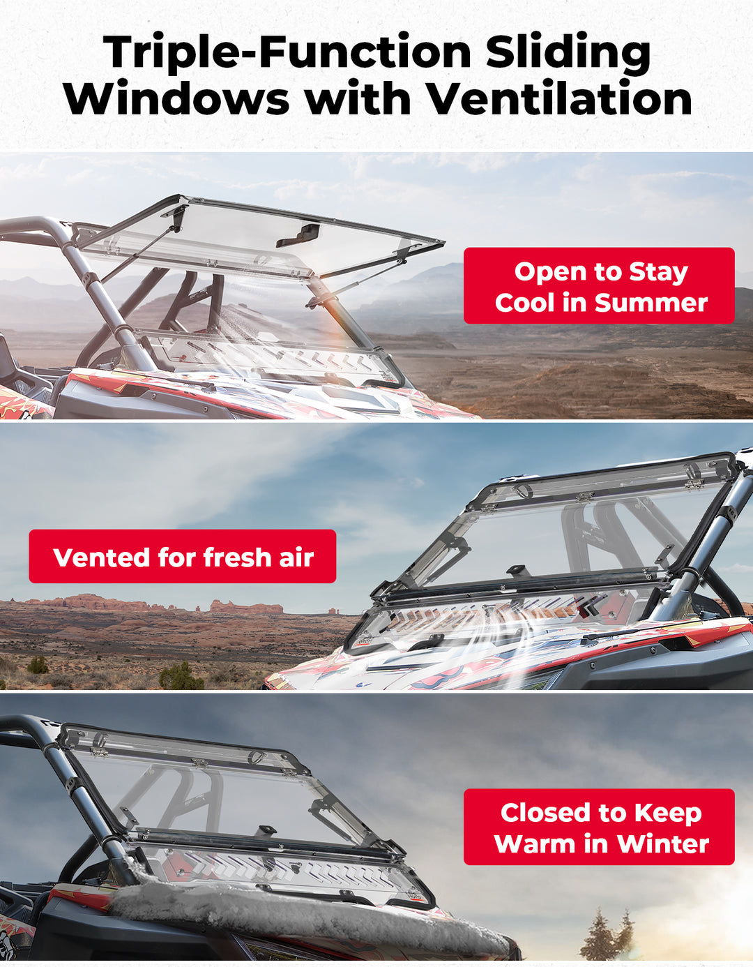 Upgraded Flip Windshield with Slide Window for 2020-2024 RZR PRO XP/4