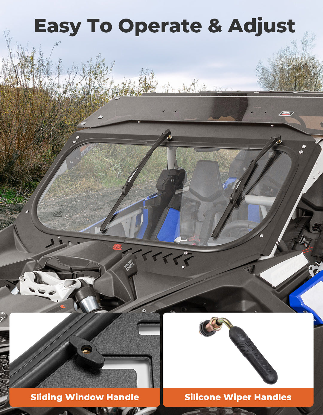 Glass Windshield with Sliding Vents for Can-Am Maverick X3 / X3 MAX