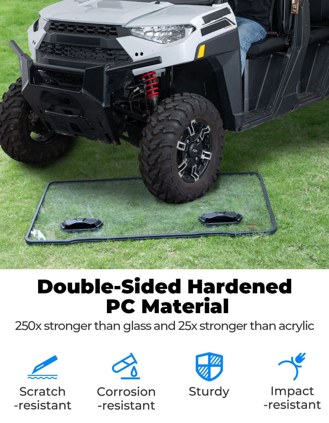 3-in-1 Vented Windshield for Polaris Ranger 1000 & XP 900/1000 (2014-2026) - Kemimoto