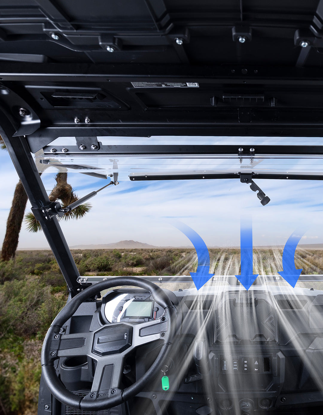 3-IN-1 Flip Windshield for Polaris Ranger XP 900/1000/ Crew XP 1000 2014-2025