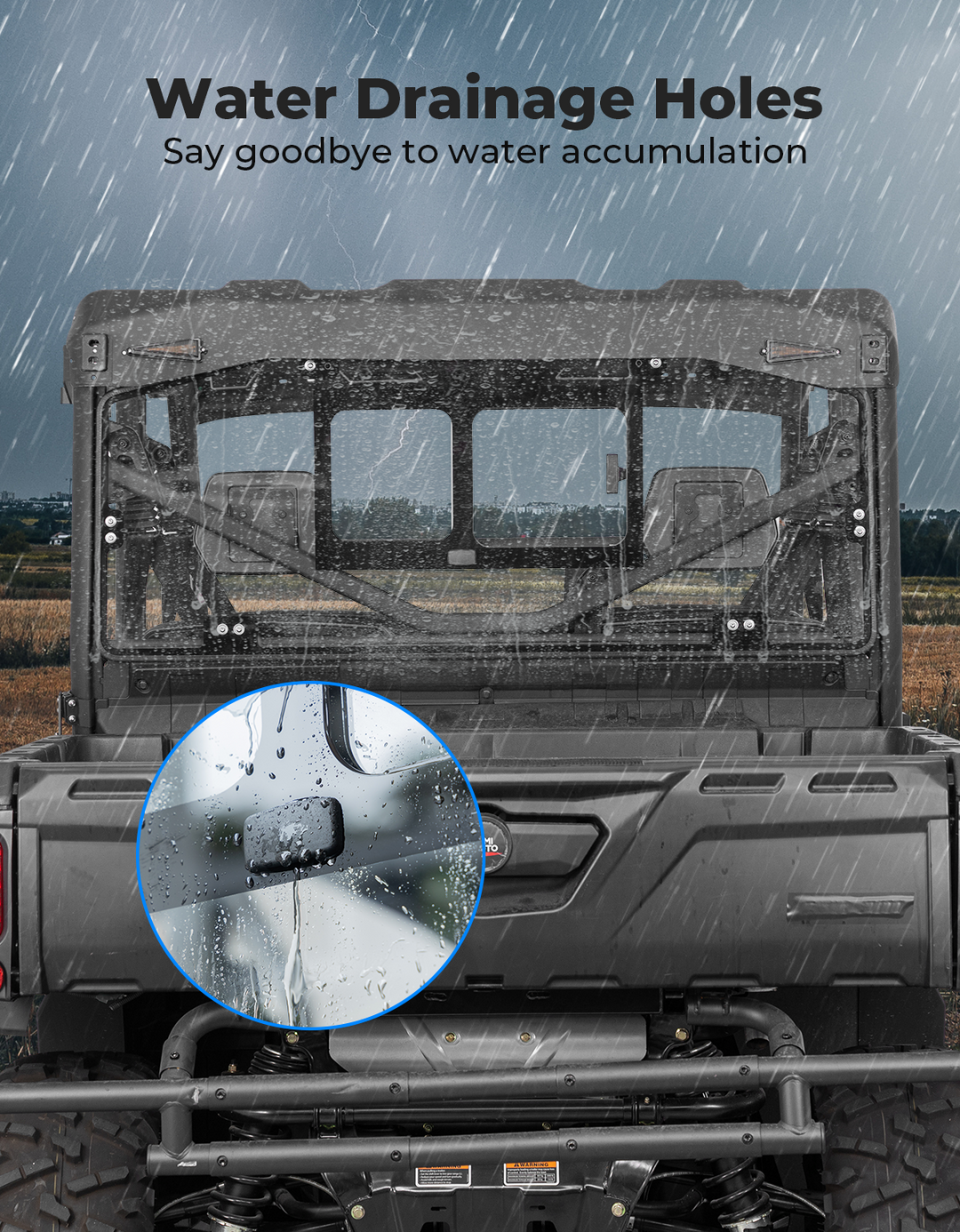 Glass Rear Windshield with Sliding Window for Can-Am Defender & Defender Max HD5/HD8/HD10 (2016–2026) – 5MM DOT Laminated Safety Glass, Scratch-Resistant