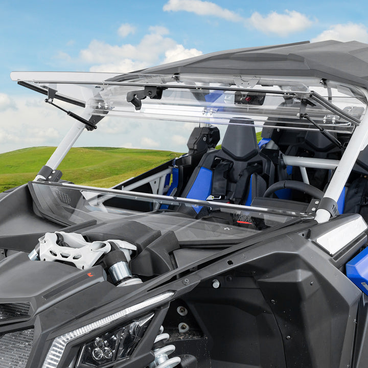 Clear 3-in-1 Front Flip Windshield for Can-Am X3 & X3 Max – Hard-Coated 1/4" Polycarbonate, Scratch Resistant