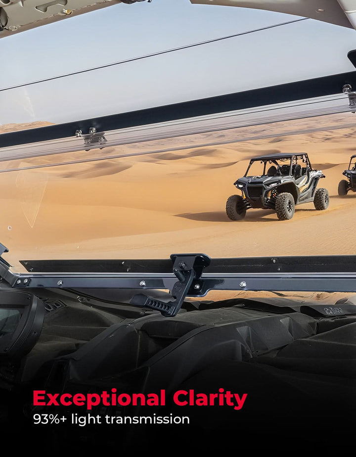 Clear 3-in-1 Front Flip Windshield for Can-Am X3 & X3 Max – Hard-Coated 1/4" Polycarbonate, Scratch Resistant - Kemimoto