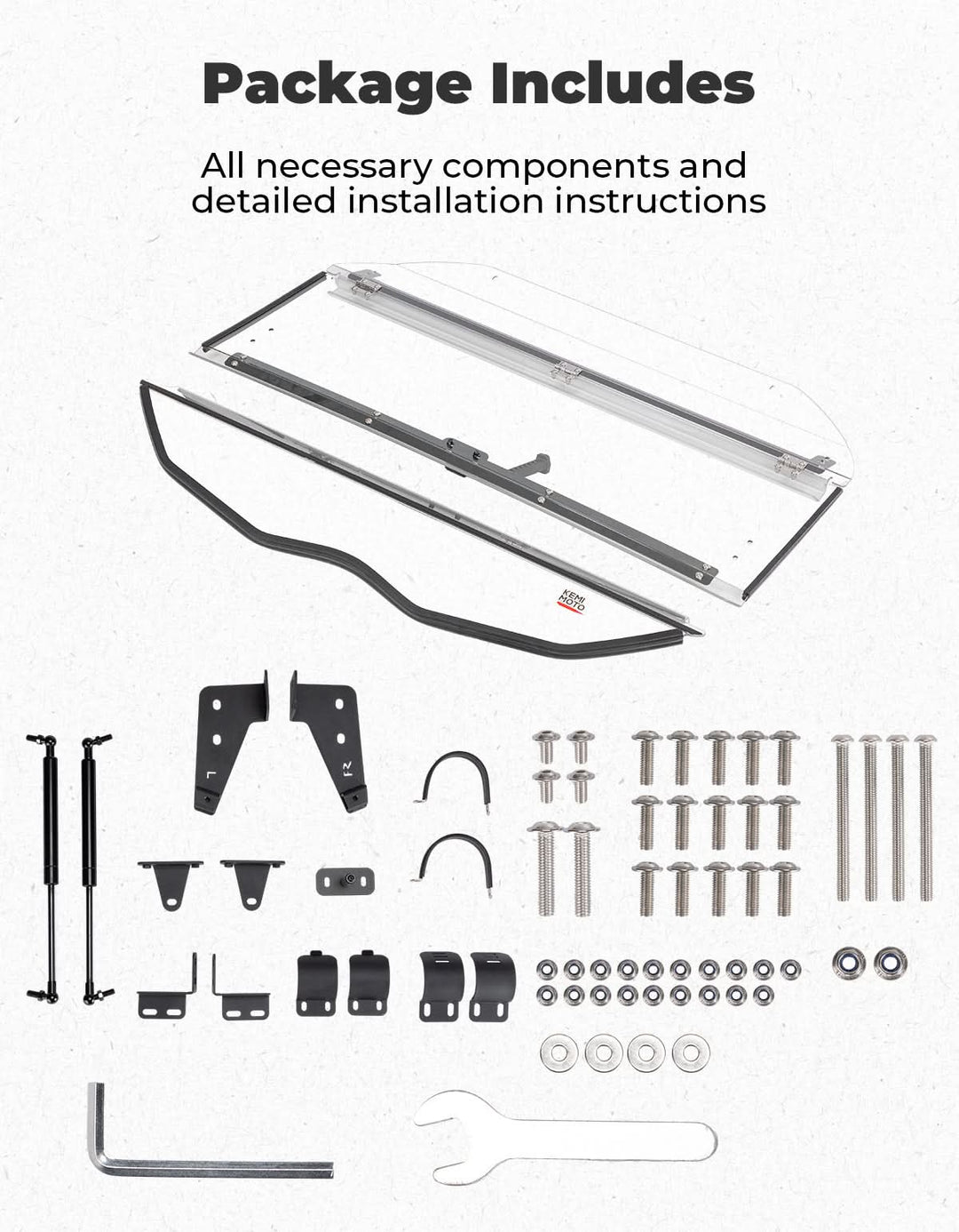 Clear 3-in-1 Front Flip Windshield for Can-Am X3 & X3 Max – Hard-Coated 1/4" Polycarbonate, Scratch Resistant - Kemimoto